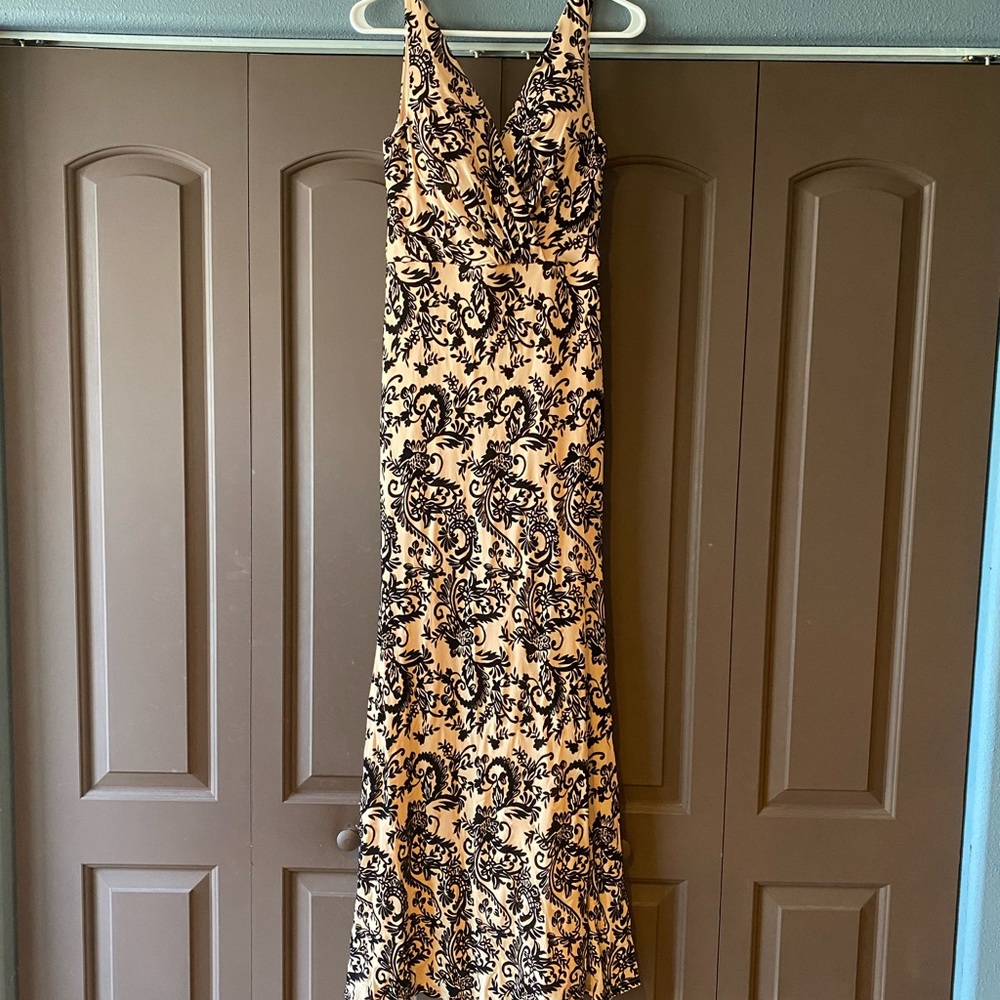 Floor length textured velvet evening gown